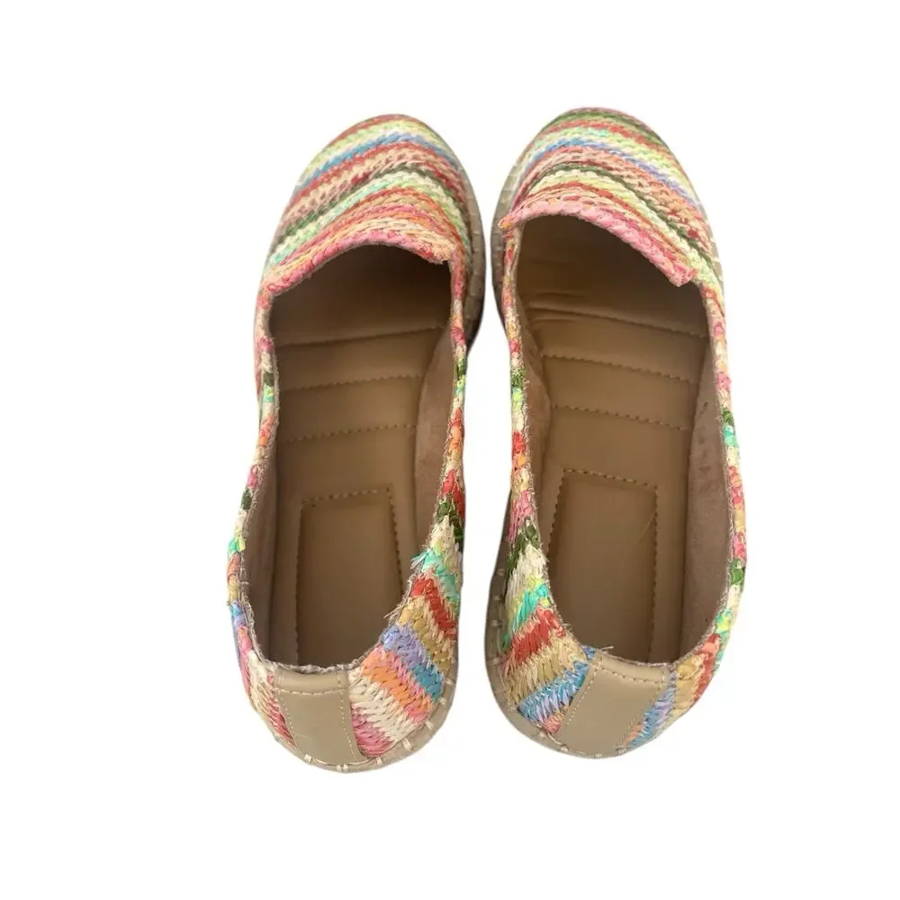 Joie Cara Raffia Espadrilles Women’s Sz 8 Multicolor Rainbow Flats Slip on NEW - Picture 4 of 9